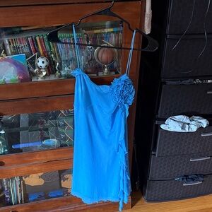 Princess Polly Sky Blue Dress with Floral Accents